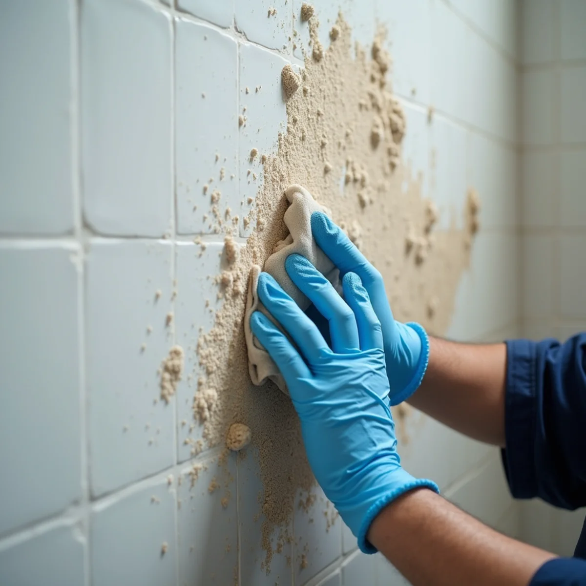 Comparing surface mildew and embedded mold growth on bathroom materials