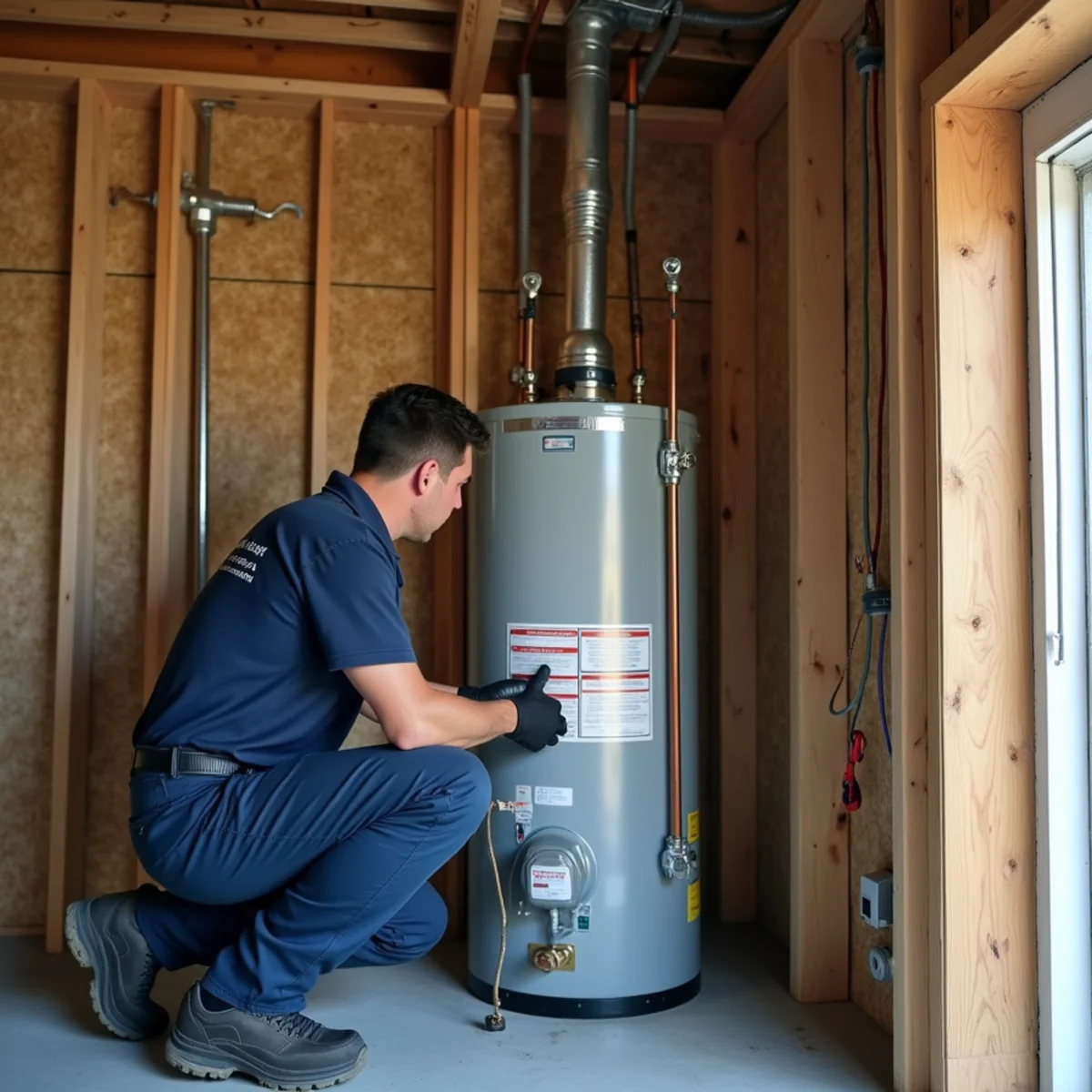 Properly strapped water heater in a garage in Whittier, CA