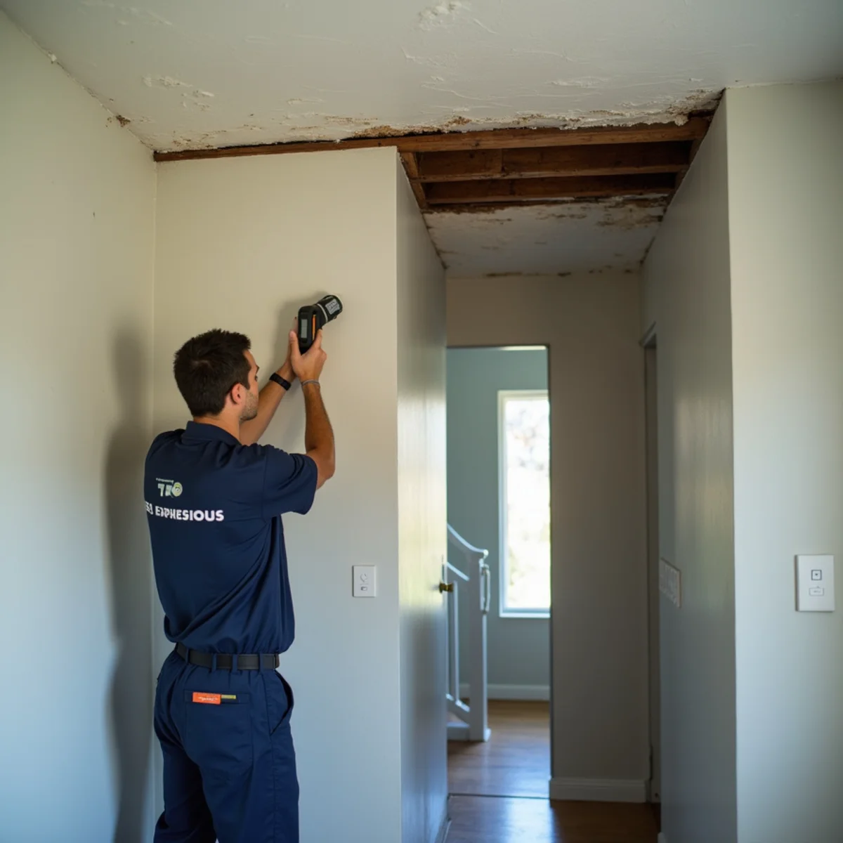 Water damage restoration in a condominium building common area in Whittier, CA