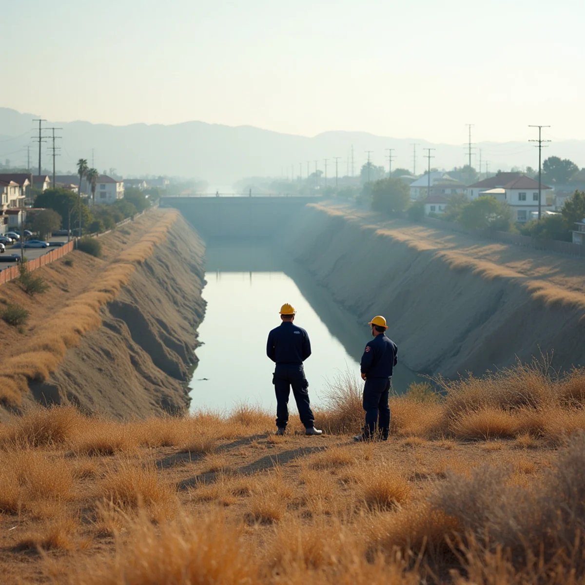 The San Gabriel River channel near the Whittier Narrows area in Los Angeles County