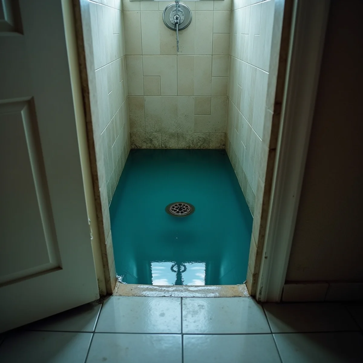 Sewage backup coming up through a shower drain in a Whittier, CA home