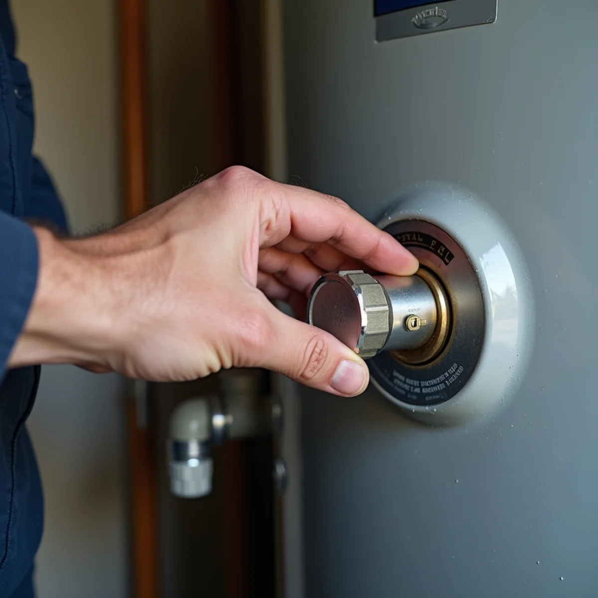 Gas control valve being turned off on a garage water heater