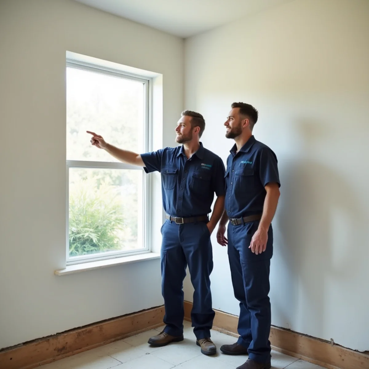 Restoration technician reviewing completed water damage repairs with a Whittier, CA homeowner