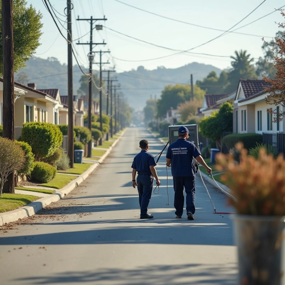 Dense street of near-identical 1950s single-story tract homes in South Whittier