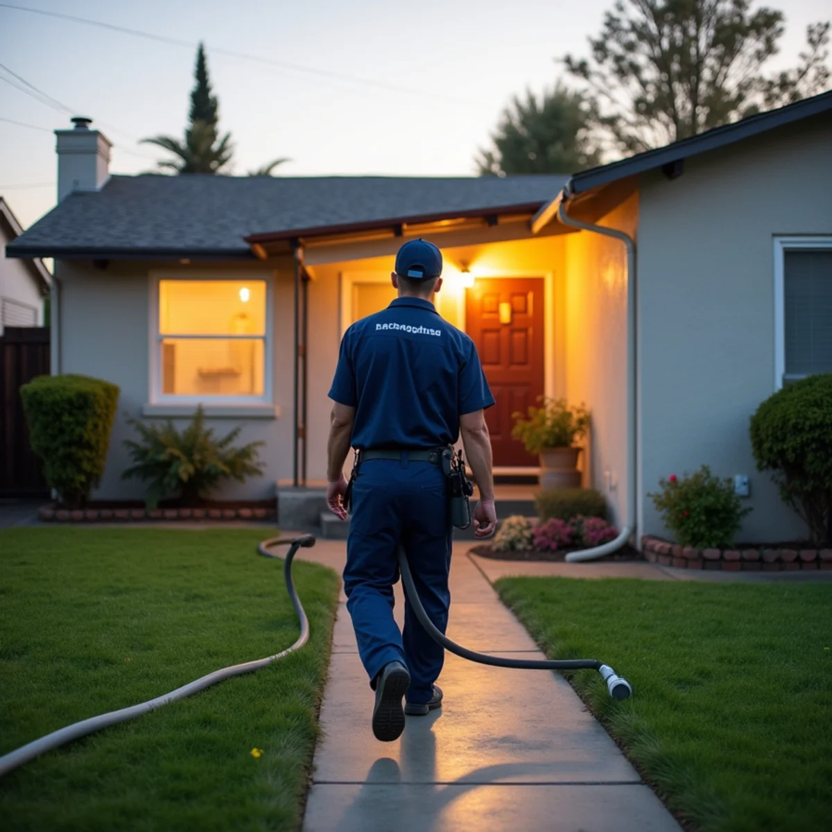 Water damage restoration crew at a 1950s tract home in South Whittier, CA