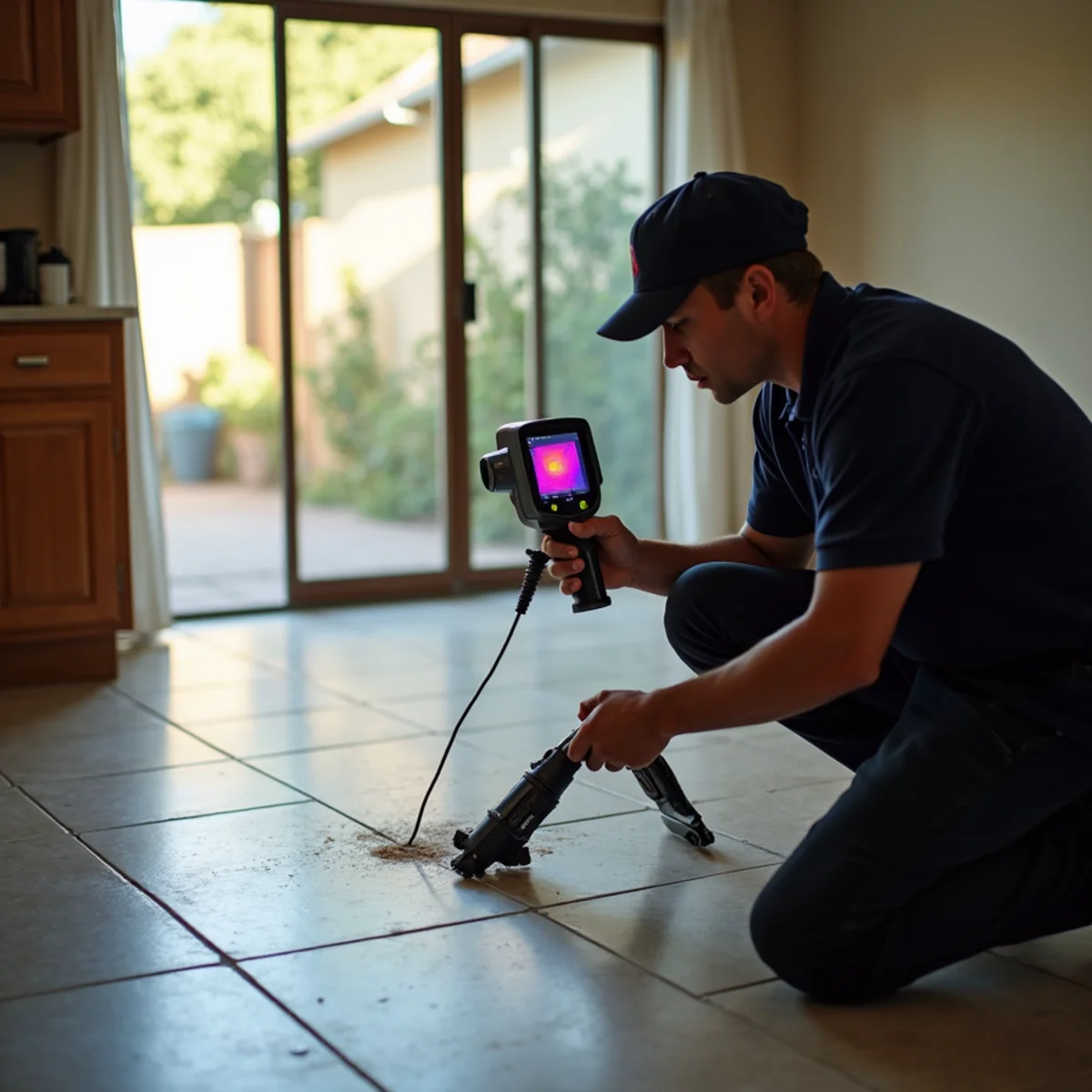 Slab leak water damage restoration at an East Whittier, CA tract home