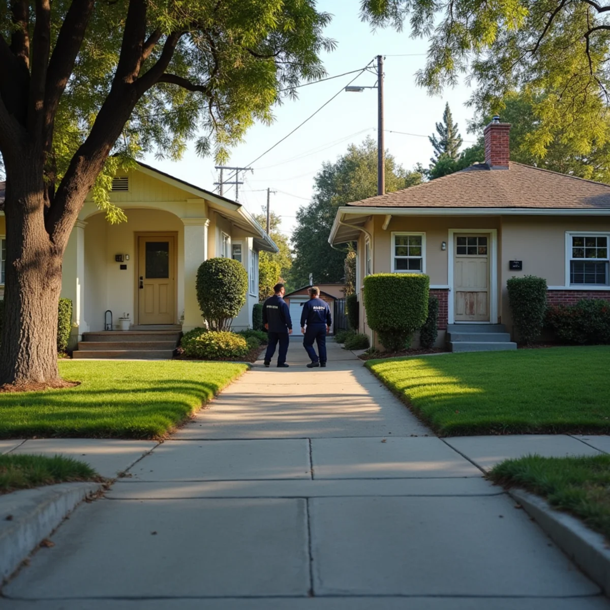 1940s bungalows standing beside 1970s tract homes on Leffingwell Road in North Whittier, CA