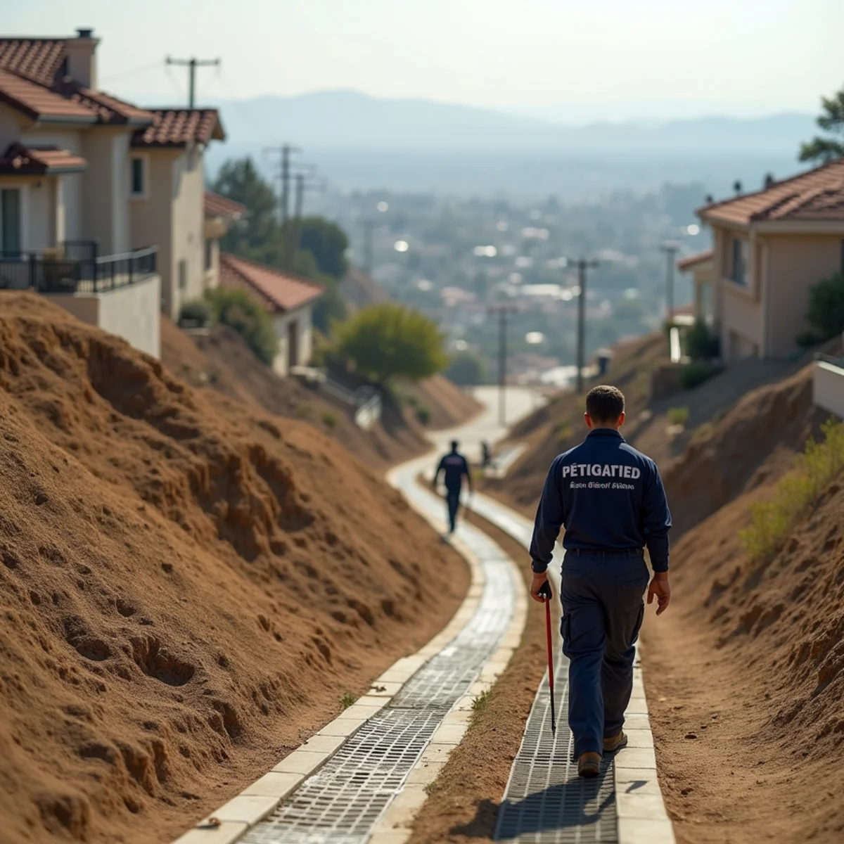 Elevated hillside homes with terrace drains near Rose Hills in Whittier, CA